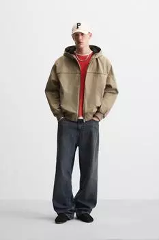 Комбинированная флисовая техническая куртка ZARA, бежевый