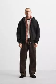 Комбинированная флисовая техническая куртка ZARA, черный