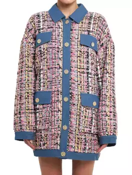 Комбинированная куртка из твида и денима Endless Rose, мультиколор