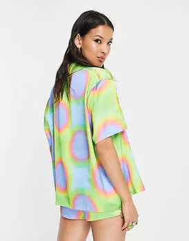 Комбинированная рубашка из полиэстера COLLUSION revere с флюоресцентным принтом - MULTI