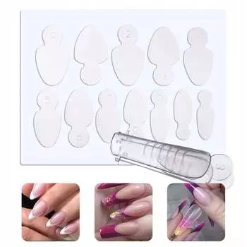 Комбинированная система Силиконовые французские формы двойной формы овальные короткие, 12 шт., AllePaznokcie