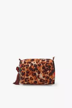 Комбинированная стеганая сумка для туалетных принадлежностей ZARA, цвет Leopard