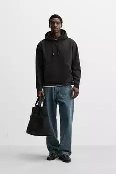 Комбинированная толстовка с карманами ZARA, черный