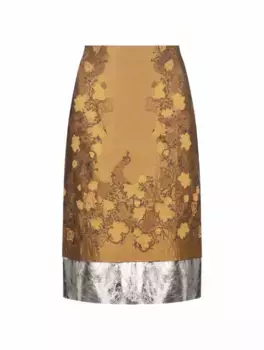 Комбинированная жаккардовая юбка Dries Van Noten, золотистый