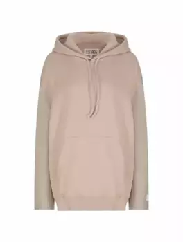Комбинированное оверсайз худи MM6 MAISON MARGIELA, бежевый