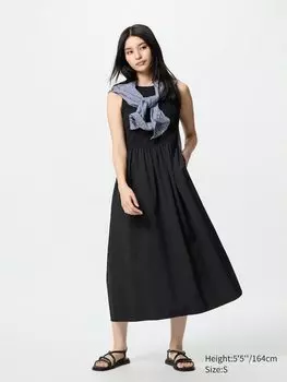 Комбинированное платье без рукавов Uniqlo, черный