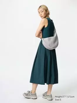 Комбинированное платье без рукавов Uniqlo, зеленый