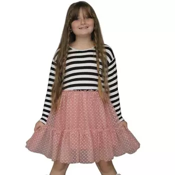 Комбинированное платье для девочек с расклешенной подкладкой и подкладкой WEAR SIERRA, розовый