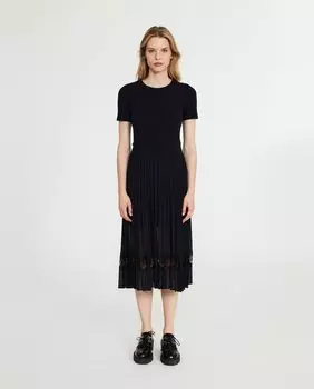 Комбинированное платье миди Claudie Pierlot, темно-синий