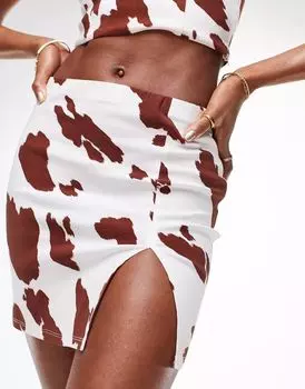 Комбинированное платье мини из бенгалиновой кожи ASOS