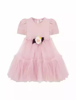 Комбинированное платье с аппликацией Monnalisa, розовый