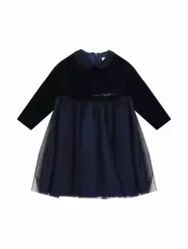 Комбинированное платье с логотипом Il Gufo, тёмно-синий