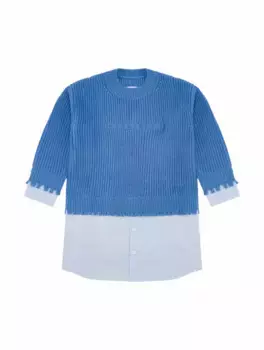 Комбинированное платье с логотипом MM6 MAISON MARGIELA, синий