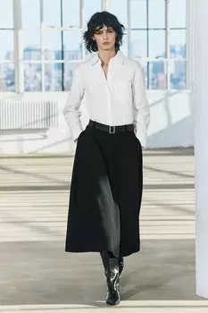 Комбинированное платье с поясом коллекция zw ZARA, черный/белый