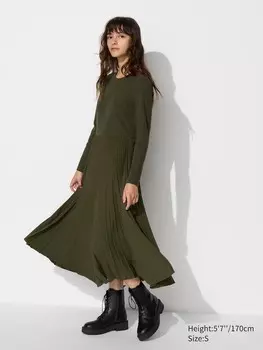 Комбинированное платье Uniqlo, зеленый