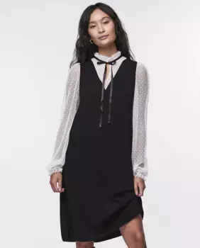 Комбинированное трикотажное платье Yas, черный