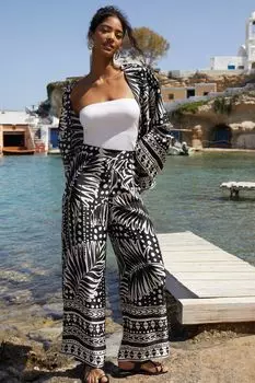 Комбинированные атласные широкие брюки Friends Like These, черный