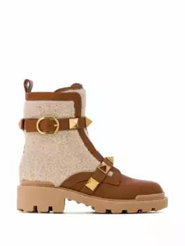Комбинированные ботинки Rockstud Valentino Garavani, коричневый