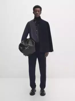 Комбинированные брюки из хлопка в полоску Massimo Dutti, синий