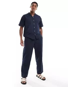 Комбинированные брюки из жатого хлопка Jack & Jones с темно-синими брюками