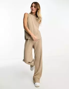 Комбинированные брюки плиссе Vero Moda с камнем