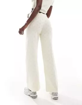 Комбинированные брюки с широкими штанинами и отложным воротником Fashionkilla цвета слоновой кости