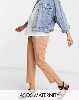 Комбинированные брюки-сигареты ASOS DESIGN Maternity для беременных с завышенной тесьмой