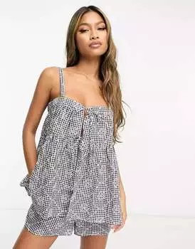 Комбинированные майки в однотонную клетку ASOS