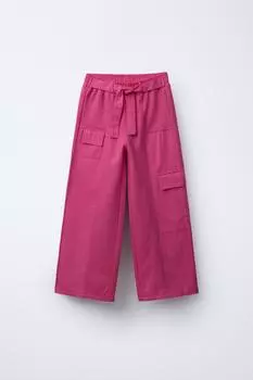 Комбинированные широкие брюки с карманами ZARA, цвет Fuchsia