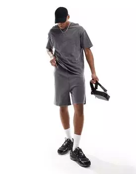 Комбинированные спортивные шорты оверсайз серого цвета ADPT