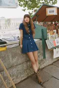 Комбинированные замшевые ботинки на каблуке ZARA, коричневый