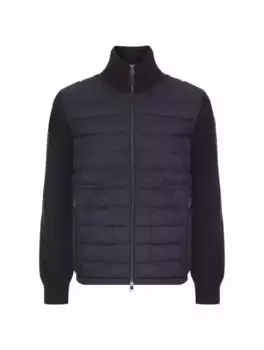 Комбинированный кардиган с логотипом Moncler, тёмно-синий