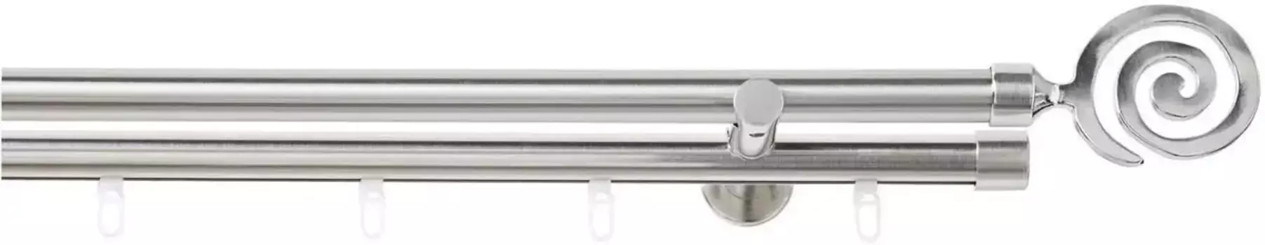 Комбинированный карниз Good Life "Espiral", 2-х направляющий, фиксированного размера 320 см, 20 мм, цвет edelstahlfarben