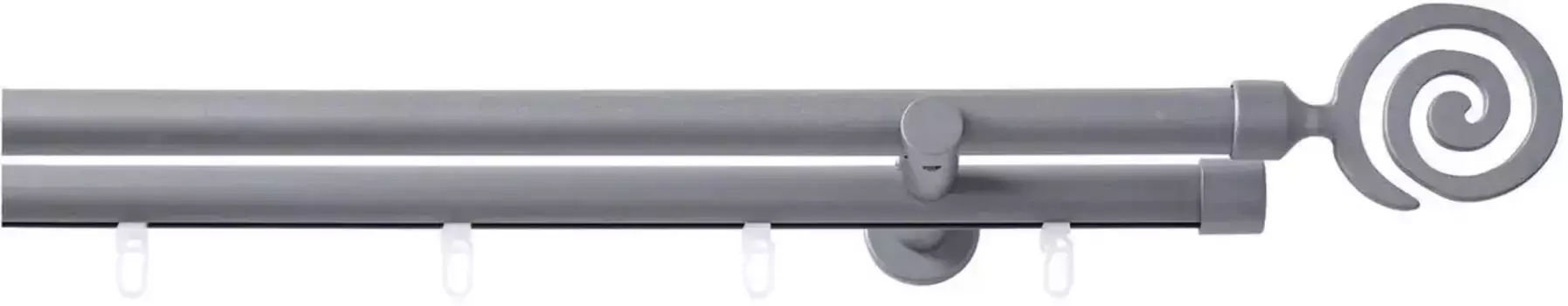 Комбинированный карниз Good Life "Espiral", 2-х направляющий, фиксированного размера 480 см, 20 мм, цвет anthrazit