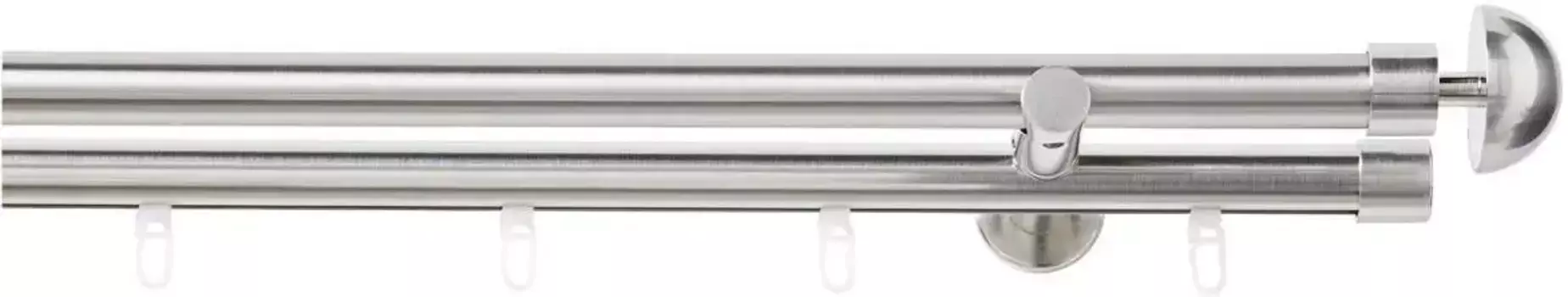 Комбинированный карниз Good Life "Redondo", 2-х направляющий, фиксированного размера 400 см, 20 мм, цвет edelstahlfarben