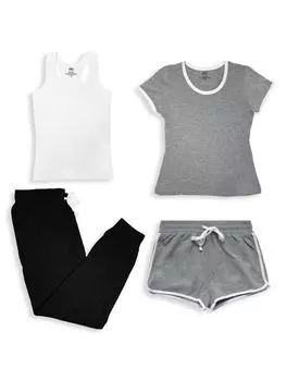 Комбинированный комплект Inerzia из 4 футболок с короткими рукавами для бега из 4 предметов из удобного мягкого хлопка, мультиколор