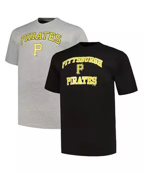 Комбинированный набор мужских футболок черного цвета с Хизер Грей Pittsburgh Pirates Big and Tall Profile, черный