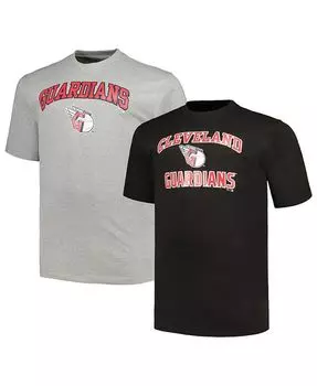 Комбинированный набор мужских футболок черного и серого цвета Cleveland Guardians Big and Tall Profile, черный