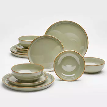 Комбинированный сервиз 12 шт ной Van Well, оливково-зеленый
