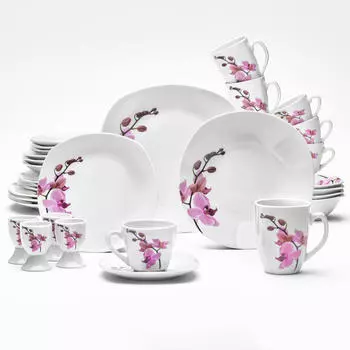 Комбинированный сервиз 32 шт киото Van Well, белый/пурпурный