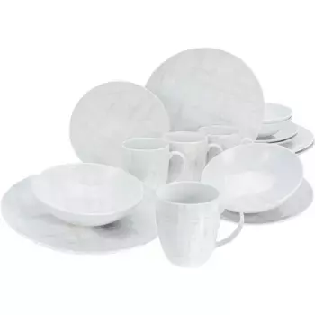 Комбинированный сервиз CreaTable «Дом - Набор посуды Шебби Шик» (набор, 16 предметов, кофейный сервиз и обеденный сервиз в наборе, на 4 персоны), сервиз, белый, вид б/у и винтаж, вневременной, 16 предметов на 4 персоны