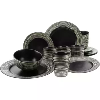 Комбинированный сервиз CreaTable "La Gomera", (набор, 16 предметов, кофейный сервиз и обеденный сервиз в наборе, на 4 персоны), сервиз, современная форма флага, 16 предметов, на 4 персоны, черный