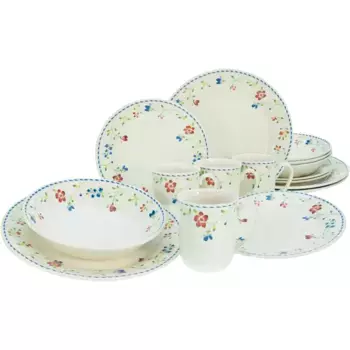 Комбинированный сервиз CreaTable «Набор посуды Фрида» (набор, 16 предметов, кофейный сервиз и обеденный сервиз в наборе, на 4 персоны), сервиз, нежные цветы, изысканное оформление, 16 предметов, на 4 персоны, бежевый