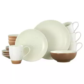 Комбинированный сервиз CreaTable «Набор посуды Песчаные дюны», (набор, 16 предметов, кофейный сервиз и обеденный сервиз в наборе, на 4 персоны), сервиз, керамический персонаж ручной работы, 16 предметов, на 4 персоны, бежевый