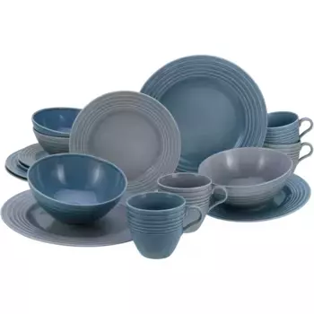 Комбинированный сервиз CreaTable «Набор посуды Stripes Colors», (набор, 16 предметов, кофейный сервиз и обеденный сервиз в наборе, на 4 персоны), сервиз, рельеф по окружной канавке, 16 предметов, на 4 персоны, цвет bunt