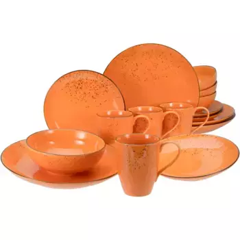 Комбинированный сервиз CreaTable «Nature Collection», (набор, 16 предметов), реактивная глазурь, каждое изделие уникально, цвет Orange