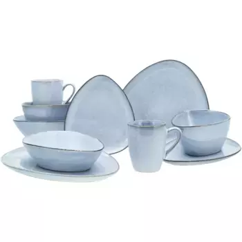 Комбинированный сервиз CreaTable «Облачный», (набор, 10 шт., кофейный сервиз и обеденный сервиз в наборе, на 2 персоны), сервиз органический и неправильной формы, 10 шт., на 2 персоны, цвет Jeansblue