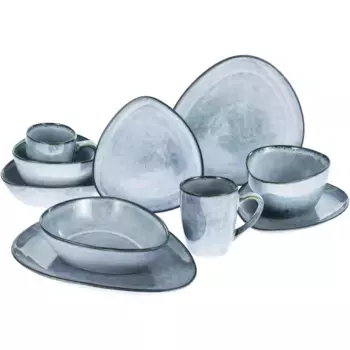 Комбинированный сервиз CreaTable «Облачный», (набор, 10 шт., кофейный сервиз и обеденный сервиз в наборе, на 2 персоны), сервиз органический и неправильной формы, 10 шт., на 2 персоны, цвет graublau