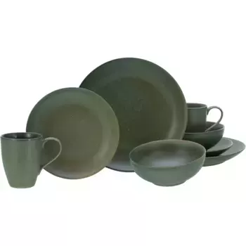 Комбинированный сервиз CreaTable "Сьерра-Невада", (набор, 8 шт.), реактивная специальная глазурь, каждый предмет уникален, зеленый