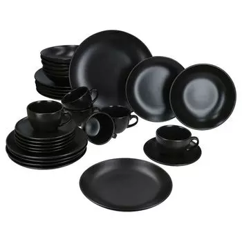 Комбинированный сервиз из 30 предметов Керамогранит «Пантера» на 6 персон Чашки Блюдца Плоские глубокие тарелки MamboCat